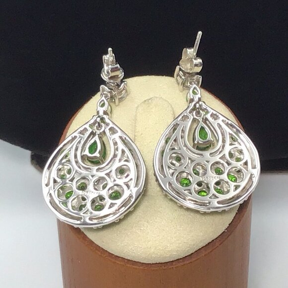 Sterling Silver Chrome Diopside Earrings 1.25” 13 Grams - Picture 2 of 10